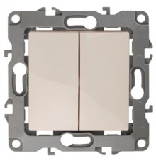 Выключатель двойной 12-1004-02   10АХ-250В, без м.лапок,  слоновая кость  Б0014652  ЭРА