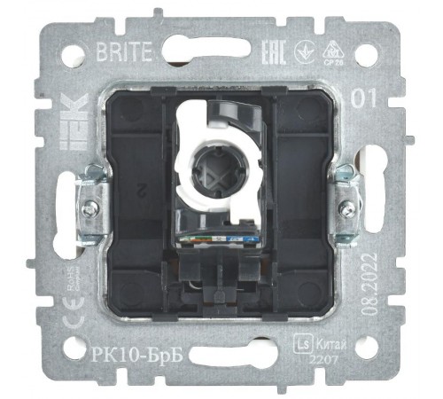 BRITE Розетка компьютерная RJ45 кат.5E РК10-БрБ белый без шторок  BR-K10-1-K01  IEK