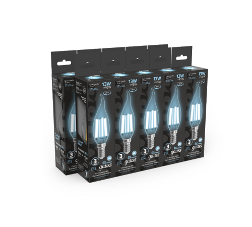 Лампа светодиодная Filament Свеча на ветру 13W 1150lm 4100К Е14 LED 1/10/50  104801213  Gauss
