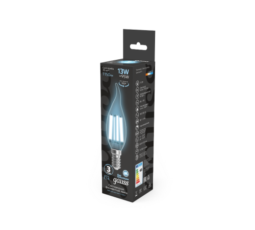 Лампа светодиодная Filament Свеча на ветру 13W 1150lm 4100К Е14 LED 1/10/50  104801213  Gauss