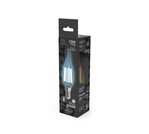 Лампа светодиодная Filament Свеча на ветру 13W 1150lm 4100К Е14 LED 1/10/50  104801213  Gauss