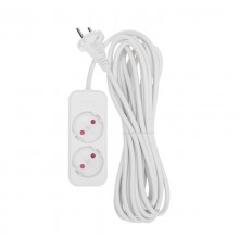 Удлинитель STANDARD 2 гнезда, 5м, 2х1,0мм, б/з, белый  13-4002  REXANT
