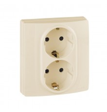 Etika Слоновая кость Розетка 2-я с заземлением, со шторками, автозажимные клеммы  672333  Legrand