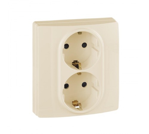 Розетка двойная с заземлением - Legrand Inspiria - со шторками в сборе 16А 250В безвинтовые зажимы - слоновая кость  673756  Legrand