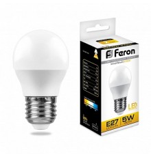 Лампа светодиодная LB-38 (5W) 230V E27 2700K G45  25404  FERON