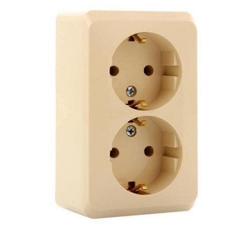 Этюд Кремовый О/У Розетка 2-ая с заземлением без шторок  PA16-007K  SE