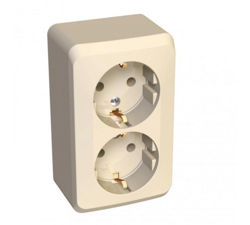 Этюд Кремовый О/У Розетка 2-ая с заземлением без шторок  PA16-007K  SE