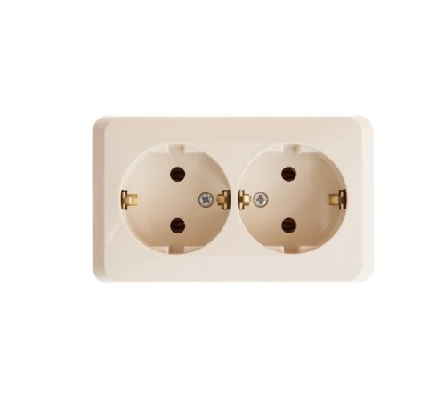 Этюд Кремовый О/У Розетка 2-ая с заземлением без шторок  PA16-007K  SE