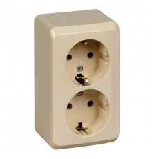 Этюд Кремовый О/У Розетка 2-ая с заземлением без шторок  PA16-007K  SE
