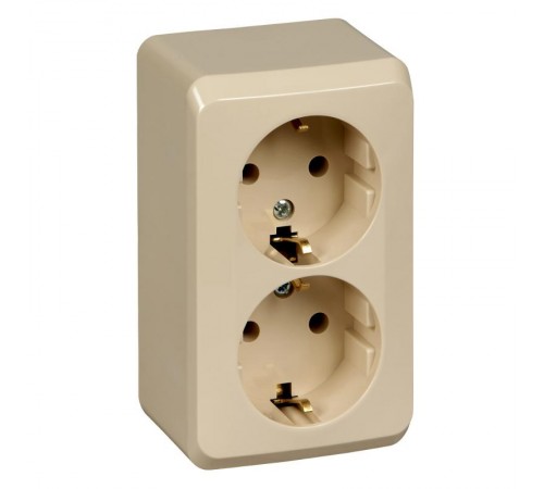 Этюд Кремовый О/У Розетка 2-ая с заземлением без шторок  PA16-007K  SE