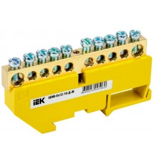 Шина PE "земля" на DIN-изоляторе ШНИ-8х12-10-Д-Ж  YNN10-812-10D-K05  IEK