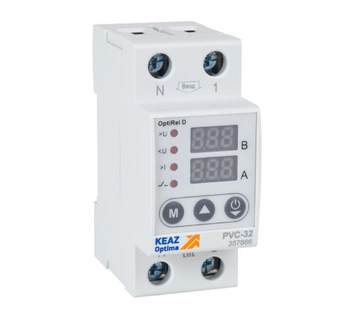 Реле напряжения OptiRel D PVС-32 с ЖК-дисплеем и контролем тока 32 А  357866  КЭАЗ