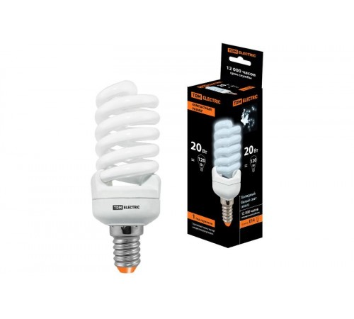 Лампа энергосберегающая КЛЛ 20Вт E14 840 cпираль FSТ2 КОМПАКТ 41х108мм  SQ0323-0190  TDM