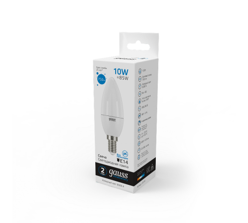 Лампа светодиодная Elementary Свеча 10W 750lm 6500K Е14 LED 1/10/100  33130  Gauss