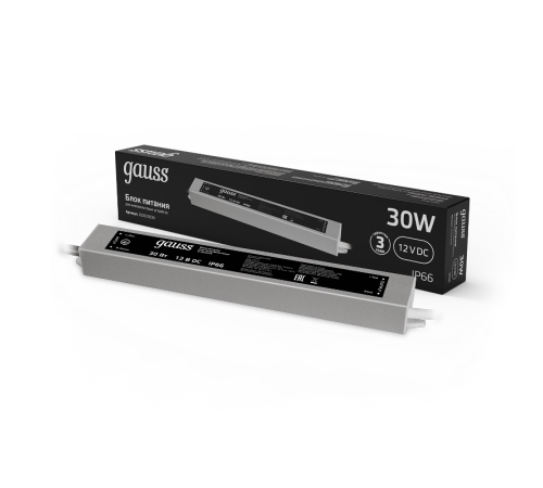 Блок питания для светодиодной ленты пылевлагозащищенный 30W 12V IP66  202023030  Gauss