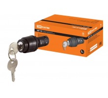 Переключатель с ключом на  3 положения с фиксацией SB7-CG33 d22мм  1з+1з черный  SQ0746-0074  TDM