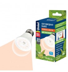 Лампа светодиодная фито для растений "груша" прозрачная колба LED-A60-10W/SPFR/E27/CL PLP01WH  UL-00001820  Uniel
