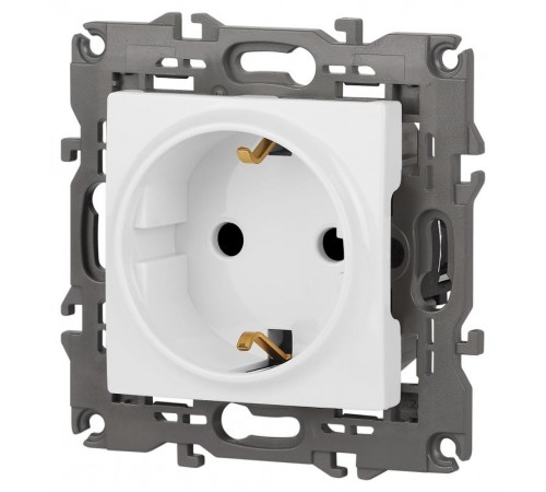 14-2102-01 Розетка с заземлением со шторками, 16A-250В, IP20, Эра Elegance, белый  Б0034272  ЭРА