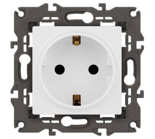 14-2102-01 Розетка с заземлением со шторками, 16A-250В, IP20, Эра Elegance, белый  Б0034272  ЭРА