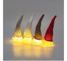 Набор из 4 Гномиков в новогодних колпаках 20 см, цвет свечения теплый белый, питание 3xLR1130 (в комплекте)  513-016  NEON-NIGHT