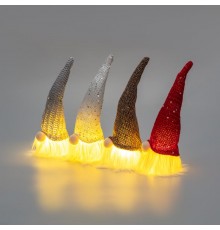 Набор из 4 Гномиков в новогодних колпаках 20 см, цвет свечения теплый белый, питание 3xLR1130 (в комплекте)  513-016  NEON-NIGHT