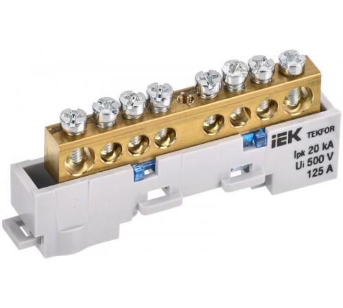 TEKFOR Шина N "ноль" неизолированная на универсальном держателе 8х12-8-С  TF-NN20-08-DL-K07  IEK