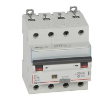 Выключатель автоматический дифференциального тока DX3 6000 4п 25А С 30мА тип A  411236  Legrand