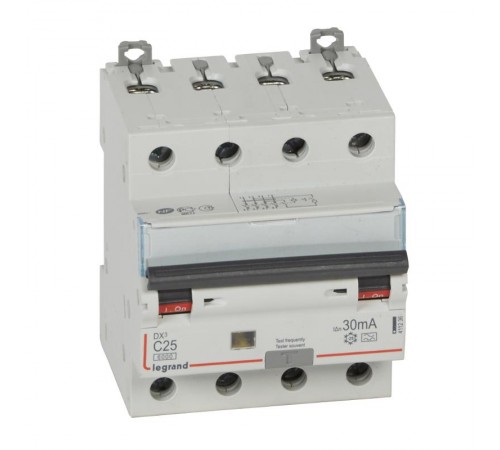 Выключатель автоматический дифференциального тока DX3 6000 4п 25А С 30мА тип A  411236  Legrand