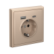 ArtGallery Песочный Розетка 16А с 2 USB A+C, 5В/2,4А/3,0А, 2х5В/1,5А, механизм  GAL001232  SE
