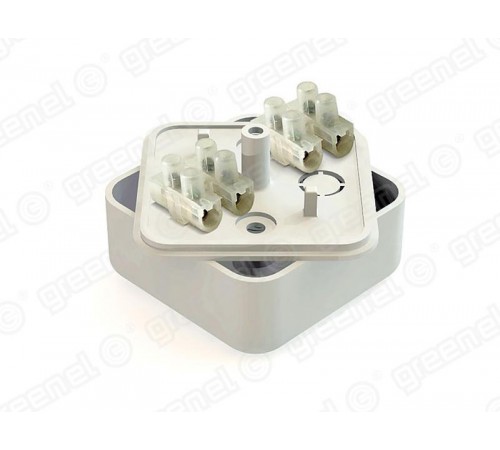 Коробка распределительная для о/п 50х50х20мм с клем. колодкой ЗВИ-3 (1,0-2,5мм2) 4 клеммы, IP40, БЕЛЫЙ  GE41206-01  GREENEL