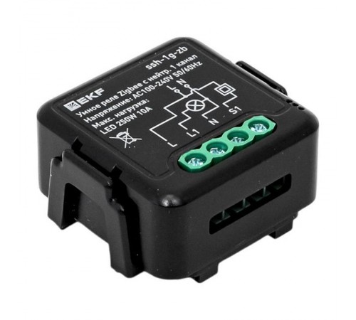 Умное реле в подрозетник 1-канальное с нейтралью Zigbee EKF Connect Select  ssh-1g-zb  EKF
