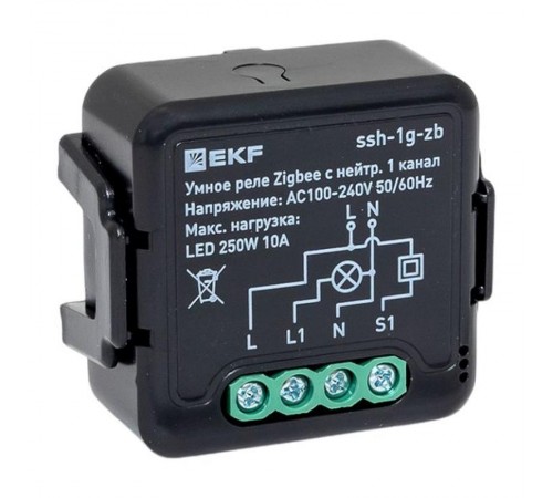 Умное реле в подрозетник 1-канальное с нейтралью Zigbee EKF Connect Select  ssh-1g-zb  EKF
