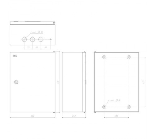  Щит с монтажной панелью металлический ЩМПг-2-0 IP54 (500х400х240) SIMPLE  Б0047698  ЭРА