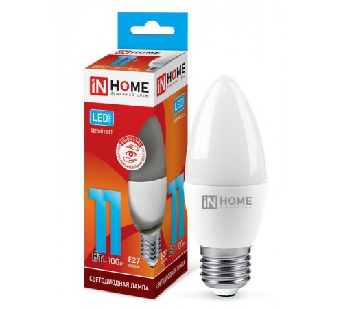 Лампа светодиодная LED-СВЕЧА-VC 11Вт 230В Е27 4000К 990Лм  4690612020495  IN HOME