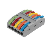 Клемма СМК 222-425 проходная 5 полюсов (0,08-4мм), серая (30 шт/уп)  07-5245  REXANT