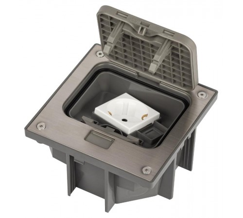 Люк напольный IP66 в бетон с розеткой, защёлка, цвет серый ОФИС 18-6001-03  Б0063266  ЭРА