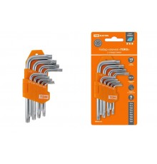 Набор ключей "TORX" с отверстием 9 шт: Т10-Т50 (держатель в блистере), CR-V сталь "Алмаз"  SQ1021-0102  TDM