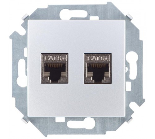 Simon 15 Алюминий Розетка компьютерная двойная RJ45 кат.6а (АМР, FTP)  1591564-033  Simon