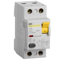 Выключатель дифференциальный (УЗО) ВД1-63 2п 40А 100мА тип AC  MDV10-2-040-100  IEK