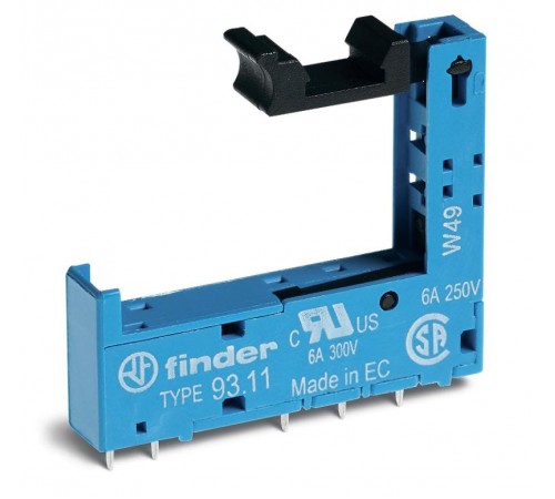 Розетка для монтажа на плате для 34.51, 34.81; в комплекте пластиковая клипса  9311  Finder