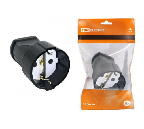 Кабельная розетка 2П+3 16А 250B черная  SQ1806-0132  TDM