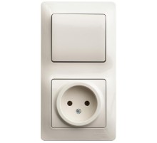 Glossa Бежевый Блок: Розетка и 1-кл. Выключатель  GSL000260  SE