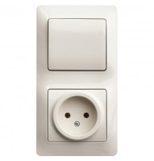Glossa Бежевый Блок: Розетка и 1-кл. Выключатель  GSL000260  SE