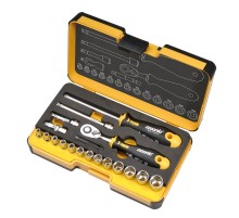Набор головок с трещоткой и отверткой 1/4" ERGONIC в кейсе, 19 шт  05781906  Felo