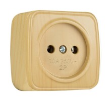 Розетка 1-местная ОП Минск 10А без заземления светлое дерево EKF  EGR10-022-30  EKF