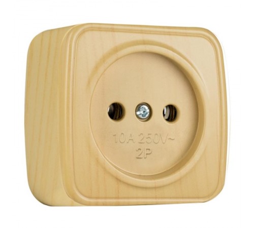 Розетка 1-местная ОП Минск 10А без заземления светлое дерево EKF  EGR10-022-30  EKF