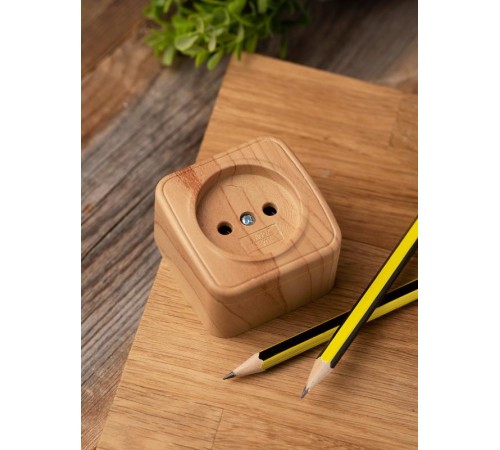 Розетка 1-местная ОП Минск 10А без заземления светлое дерево EKF  EGR10-022-30  EKF