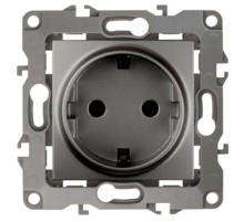 Розетка 12-2001-12 с заземлением, 16АХ-250В, без м.лапок,  графит  Б0019307  ЭРА