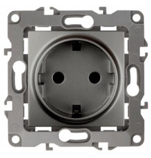 Розетка 12-2001-12 с заземлением, 16АХ-250В, без м.лапок,  графит  Б0019307  ЭРА