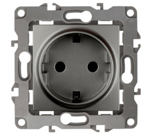 Розетка 12-2001-12 с заземлением, 16АХ-250В, без м.лапок,  графит  Б0019307  ЭРА
